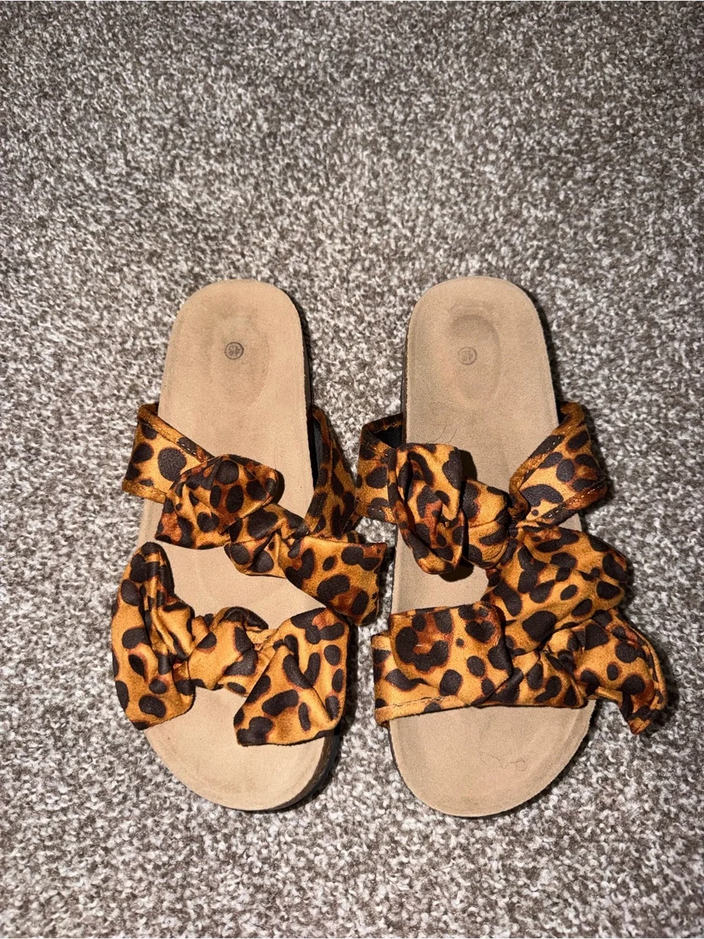 Leopard Bow Slide Sandals - Women